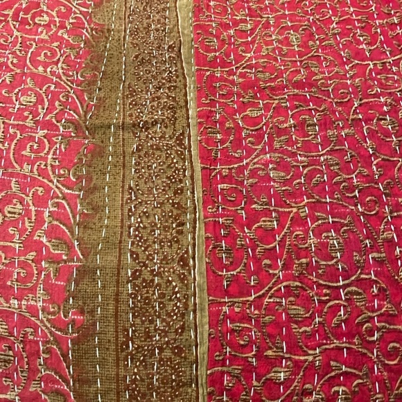 KANTHA QUILT HANDCRAFTED LIGHTWEIGHT REVERSIBLE BLANKET THROW BEDDING FROM INDIA - Picture 10 of 10